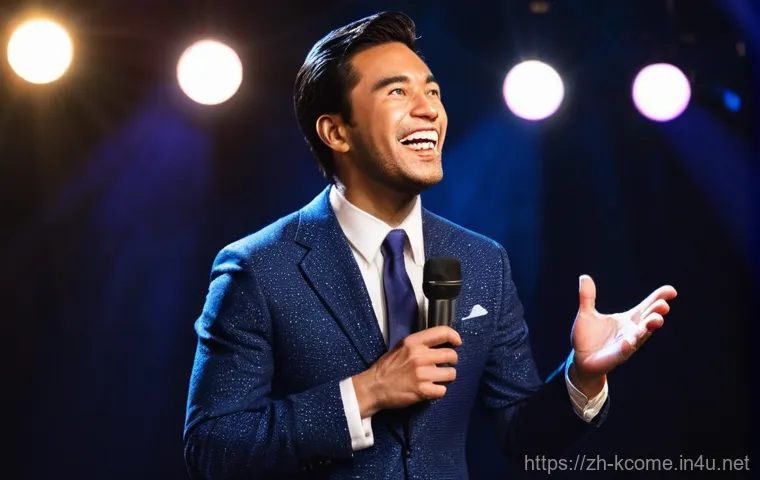 송병철 예능 도전과 실패담 - **Prompt 1: The Master of Laughter with a Glimpse Beyond**
    "A charismatic male stand-up comedian...